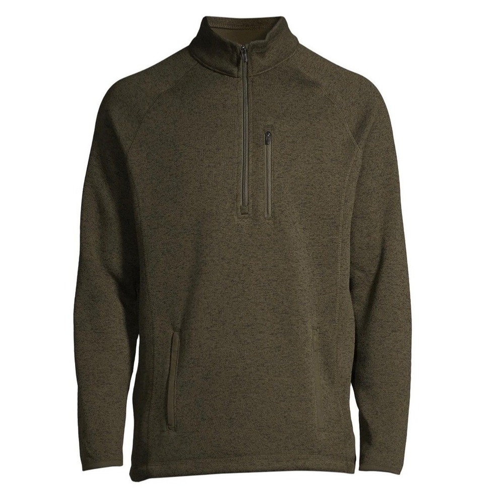 NWT George Mens Medium Army Green 1/2‎ Zip Fleece Pullover Cozy Casual Sweater